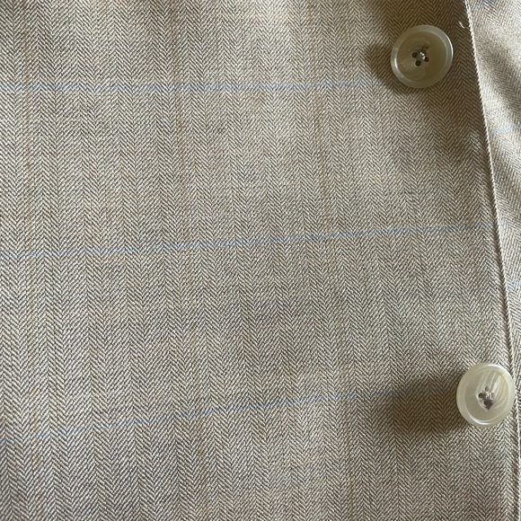Ermenegildo Zegna Fine Wool Tan Blazer Sport Coat Jacket Tan 44L w/ blue yellow - Picture 5 of 10